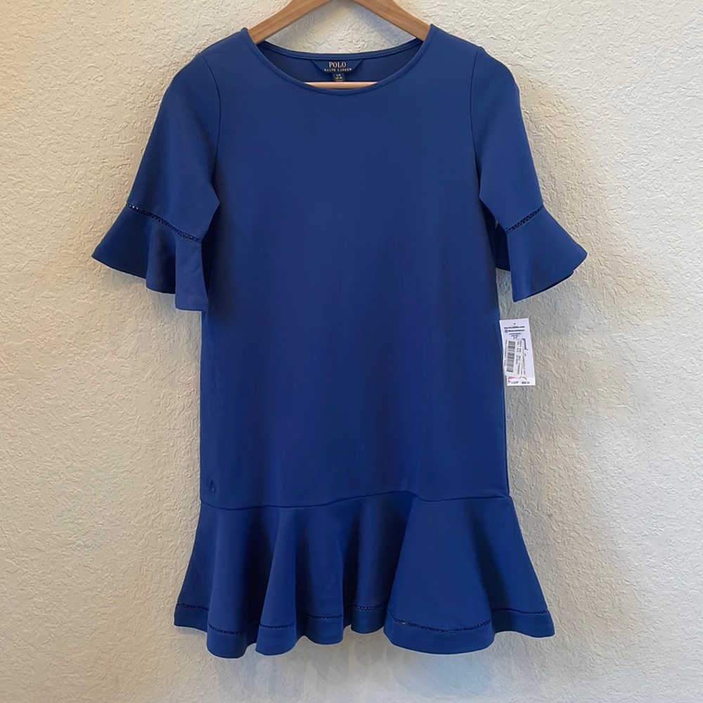 NWT {Polo Ralph Lauren} Blue Ruffle Dress